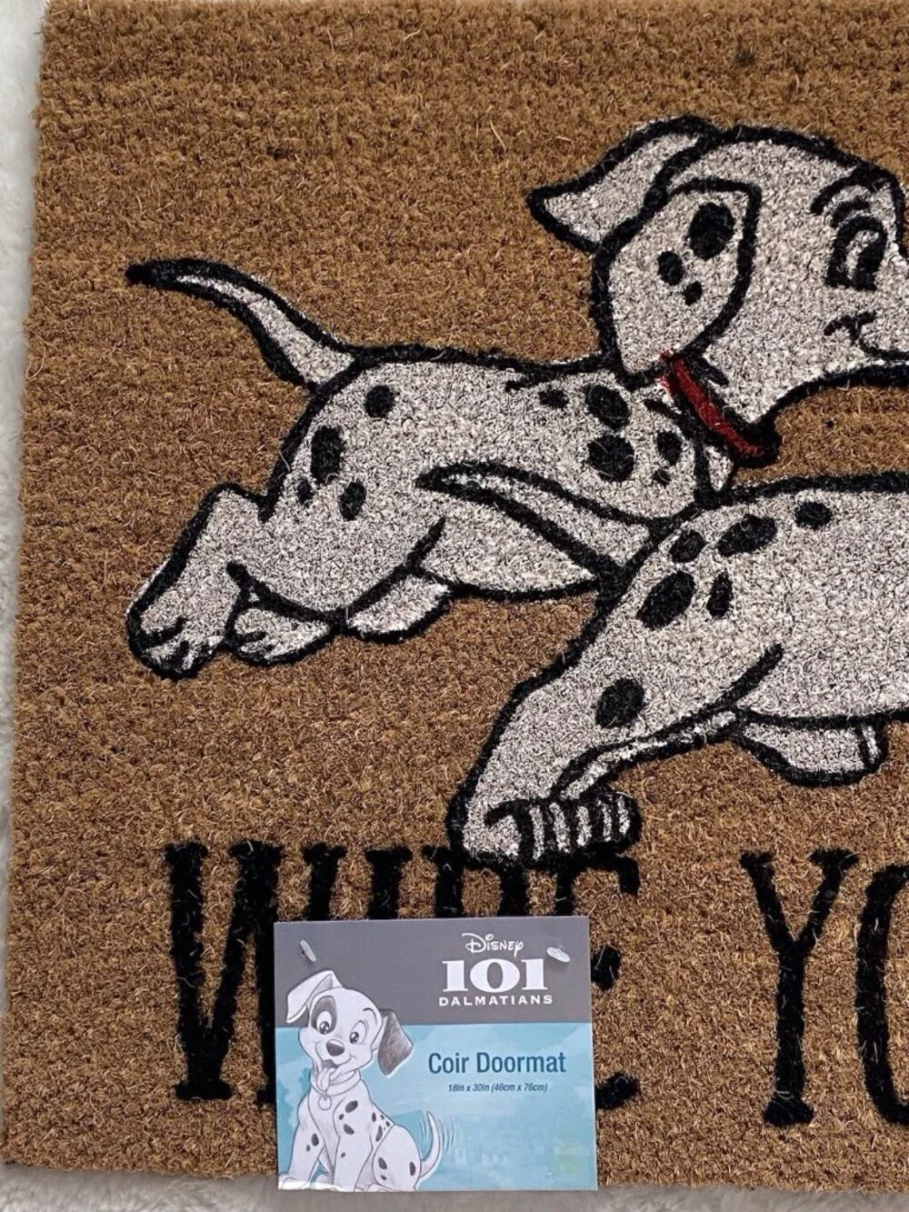 Disney 101 Dalmatians Wipe Your Paws Coir Door Mat Outdoor‎ 18 X 30” Porch NEW